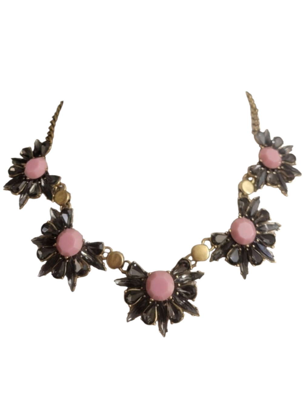 J. Crew Statement Necklace Dark Grey and Pink